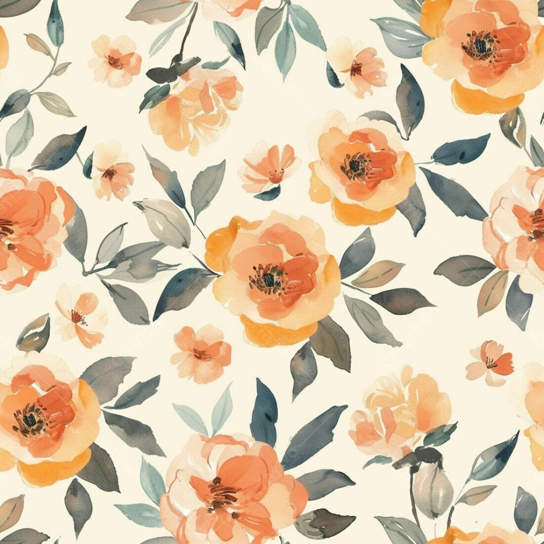 Textura Floral Aquarela para Papel de Parede