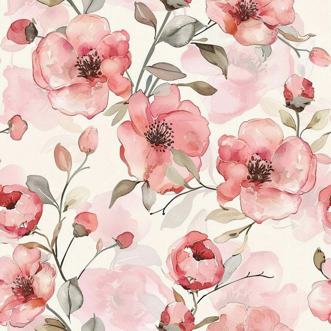 Textura floral aquarela rosa para papel de parede