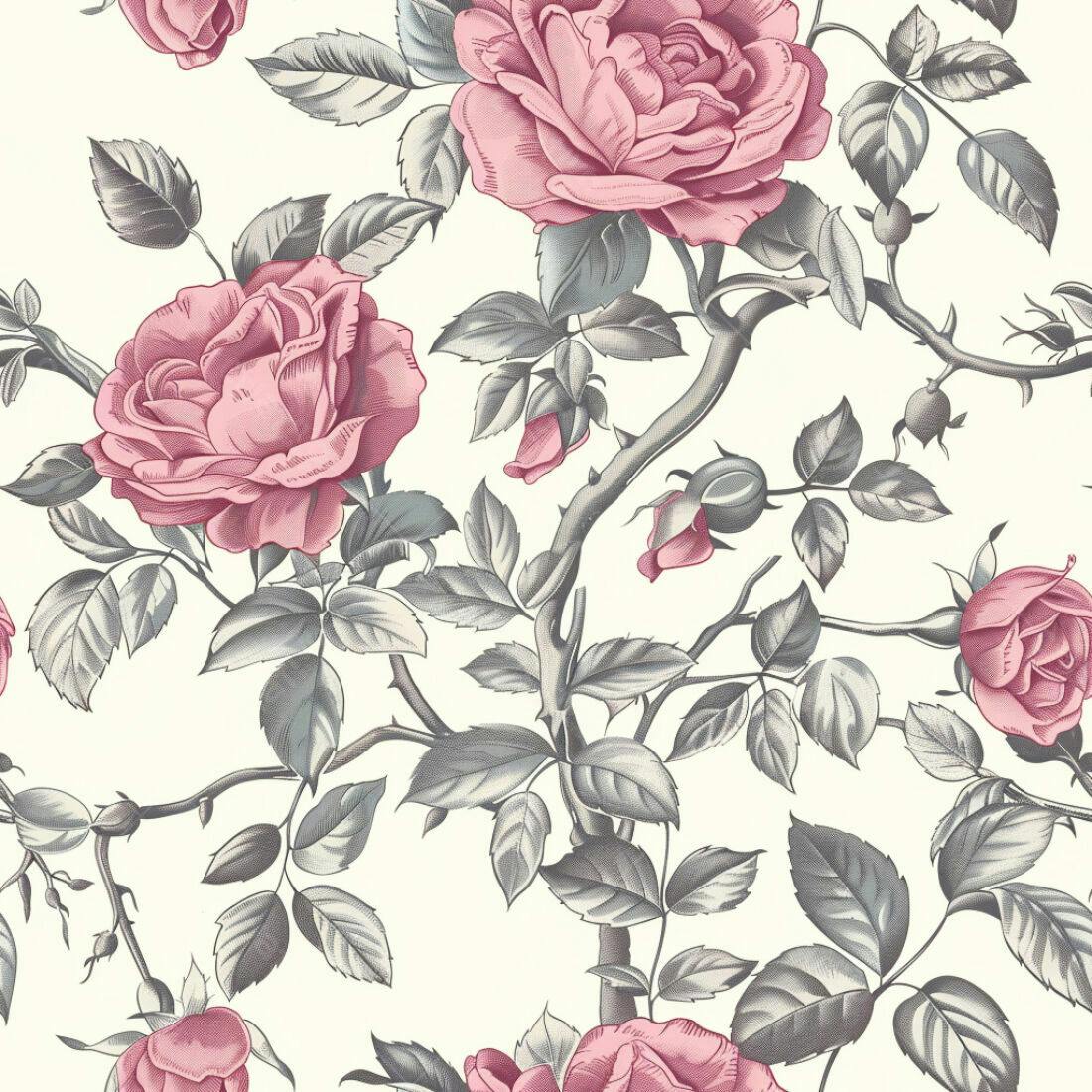 Textura floral rosas vintage para papel de parede