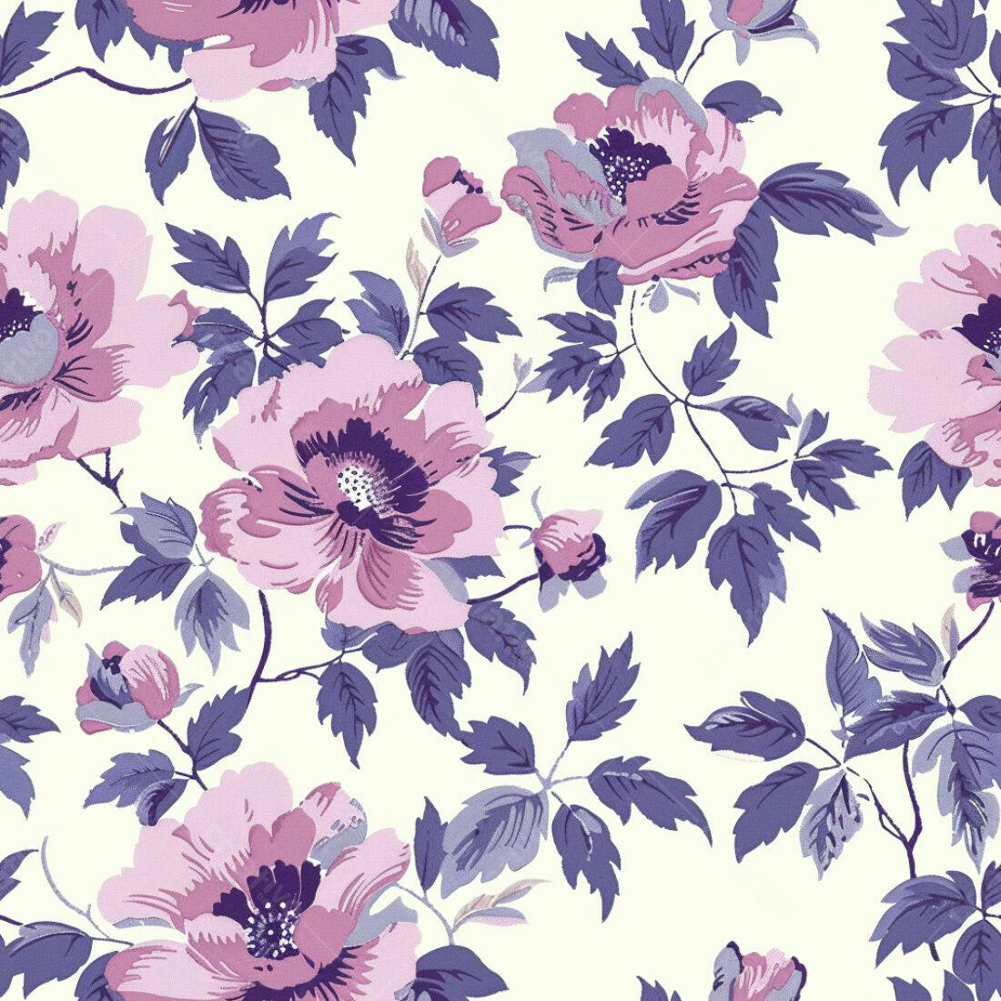 Textura Floral Romântica Lilás para Papel de Parede