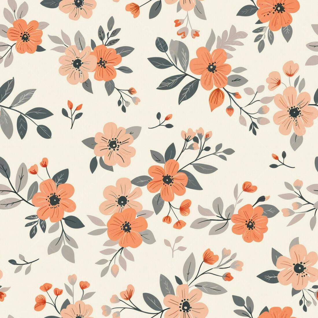 Textura floral pêssego e cinza para papel de parede