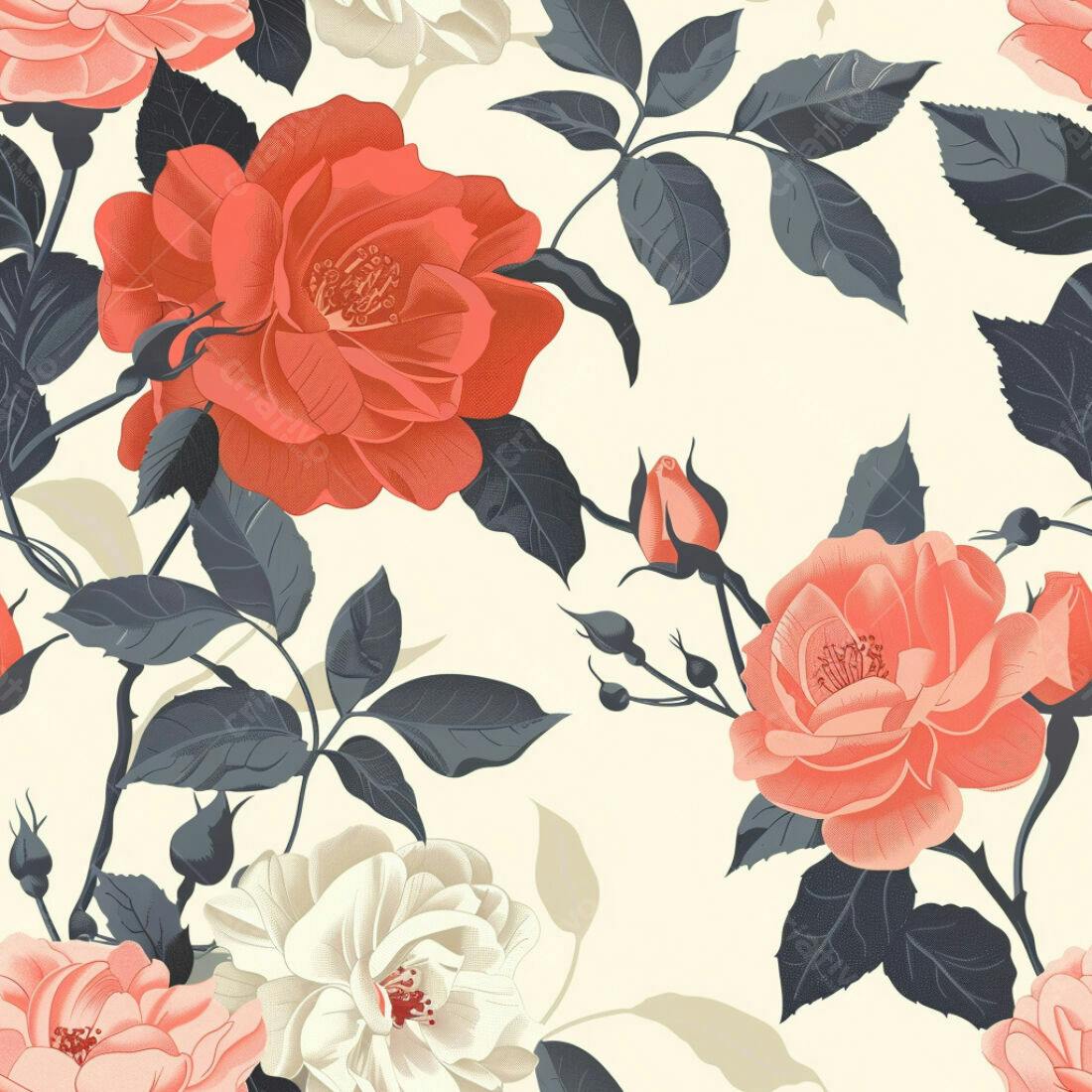 Textura floral rosas para papel de parede