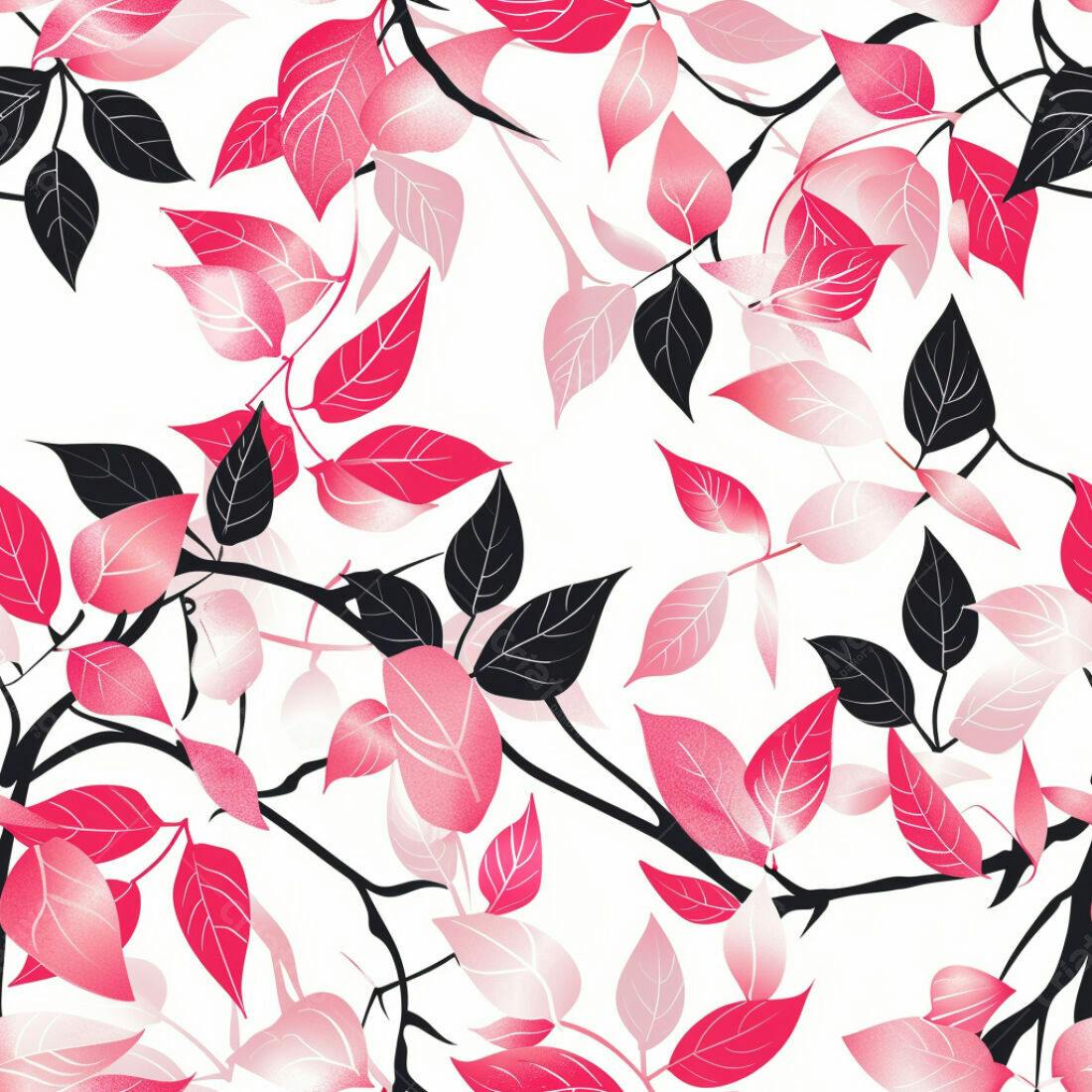 Textura Folhas Rosa e Pretas para Fundo