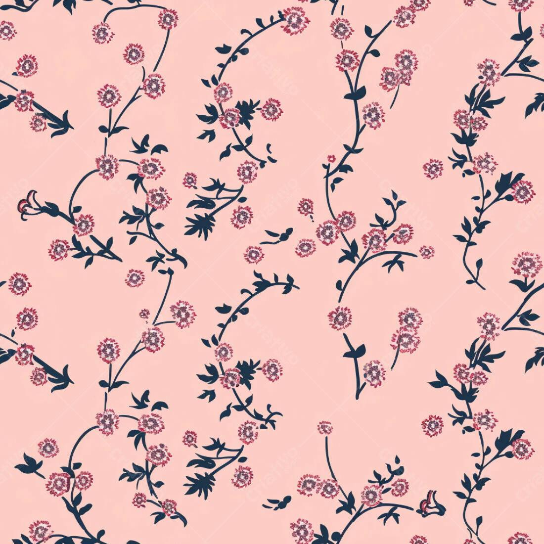 Textura floral rosa e azul para papel de parede