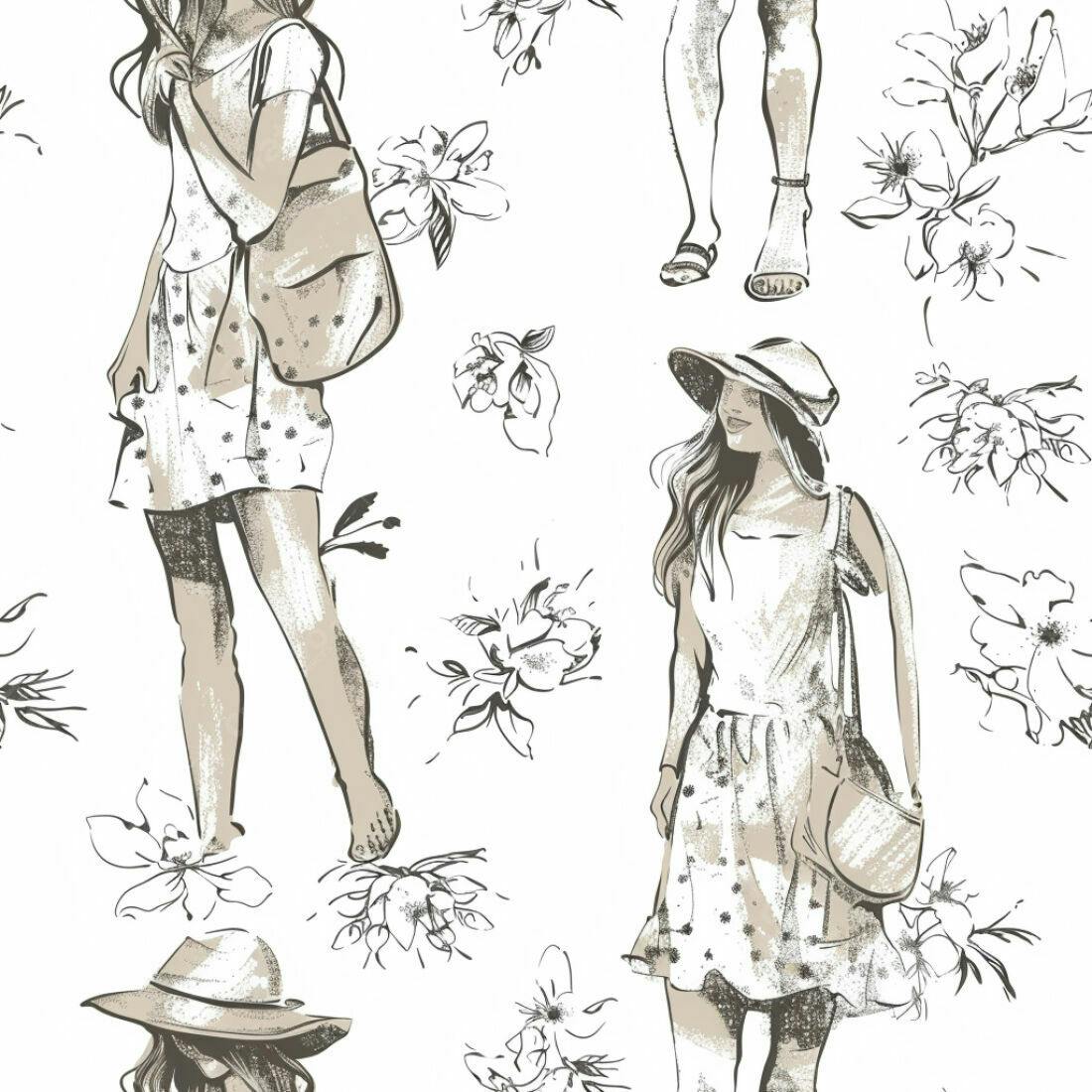 Textura Moda Floral para Papel de Parede