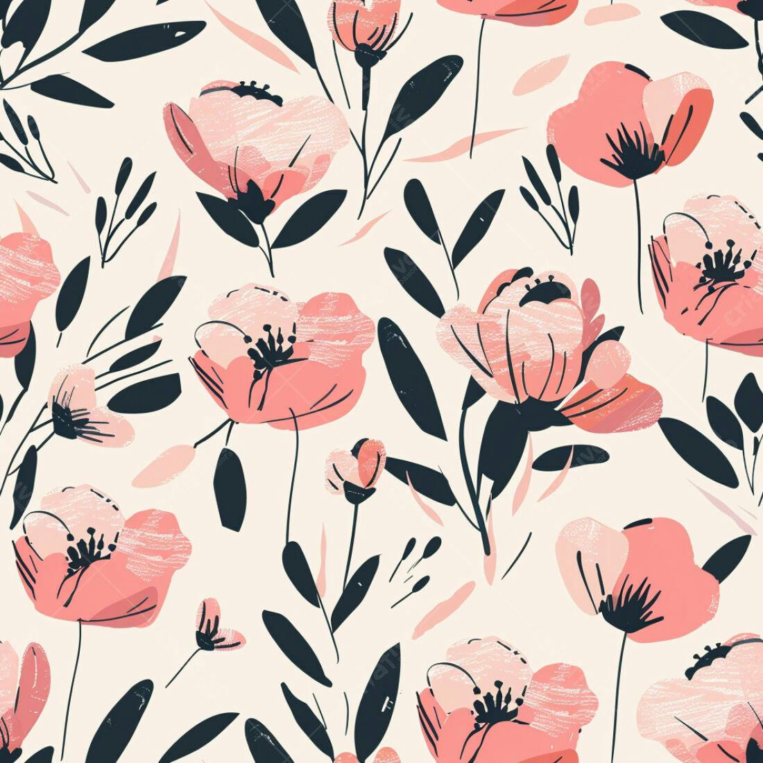 Textura floral rosa e azul para papel de parede