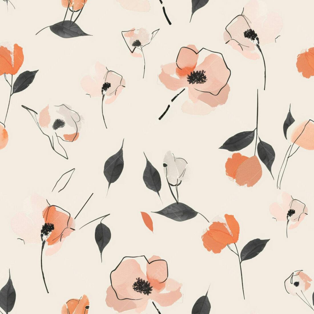 Textura floral aquarela pêssego para papel de parede