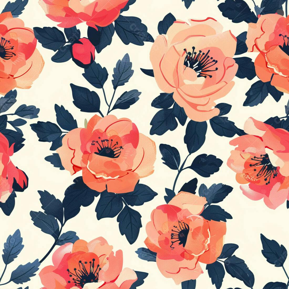 Textura floral coral para papel de parede