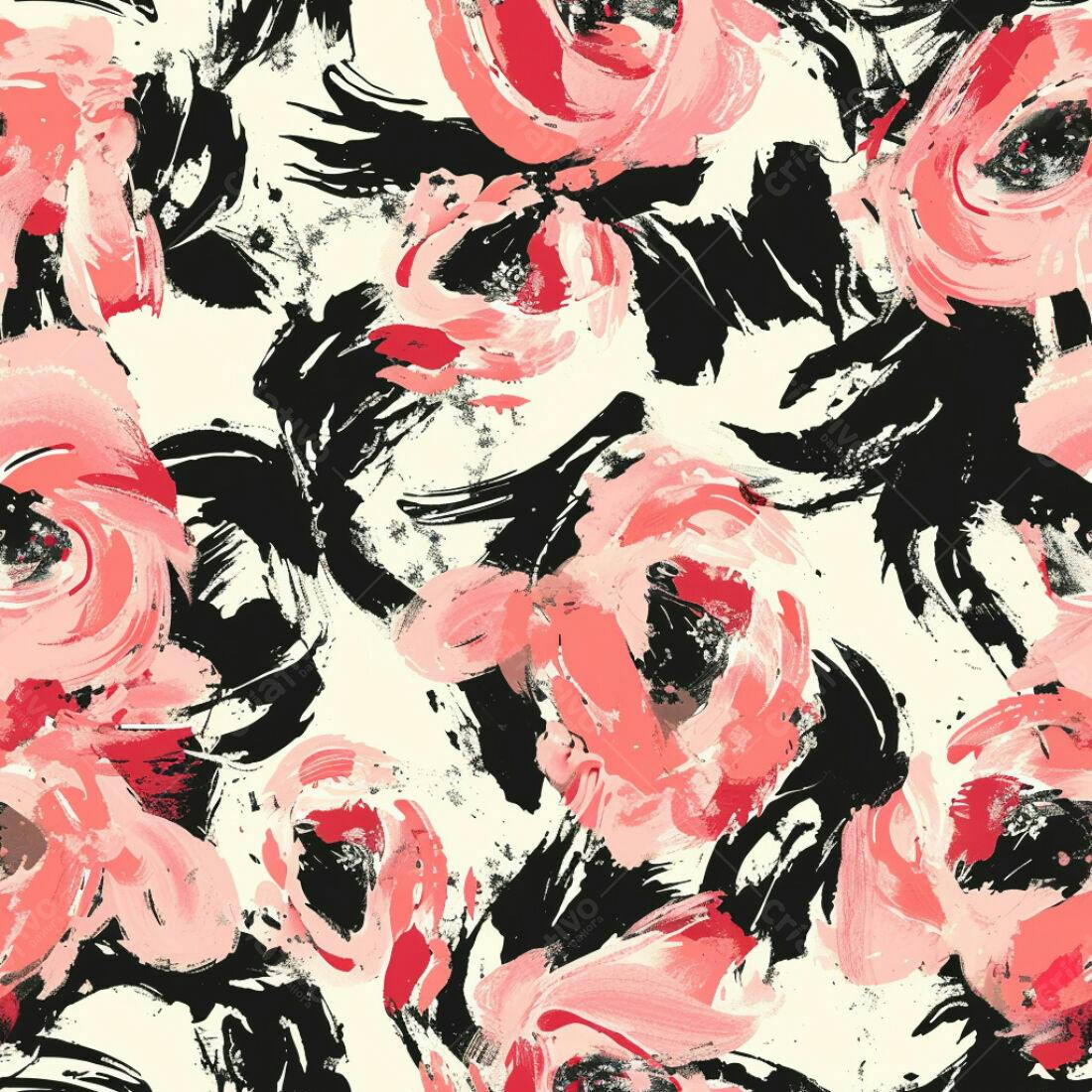 Textura Floral Abstrata Rosa e Preto para Fundo