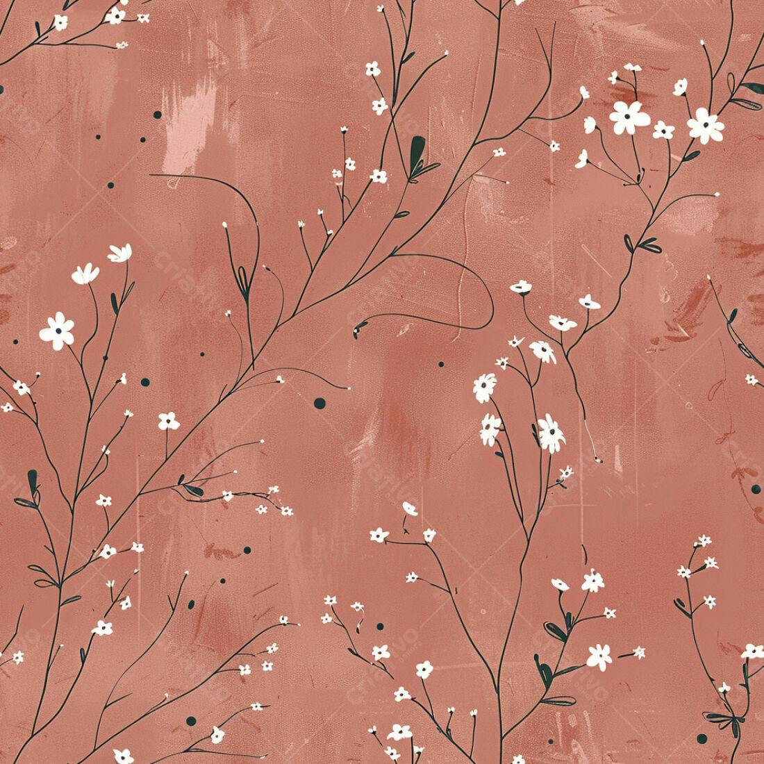 Textura floral Terracota para papel de parede