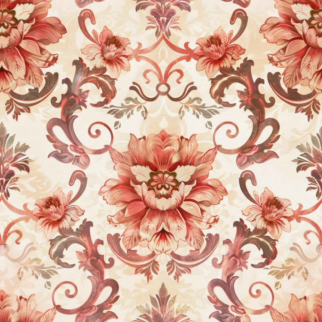 Textura floral damasco vermelho para papel de parede