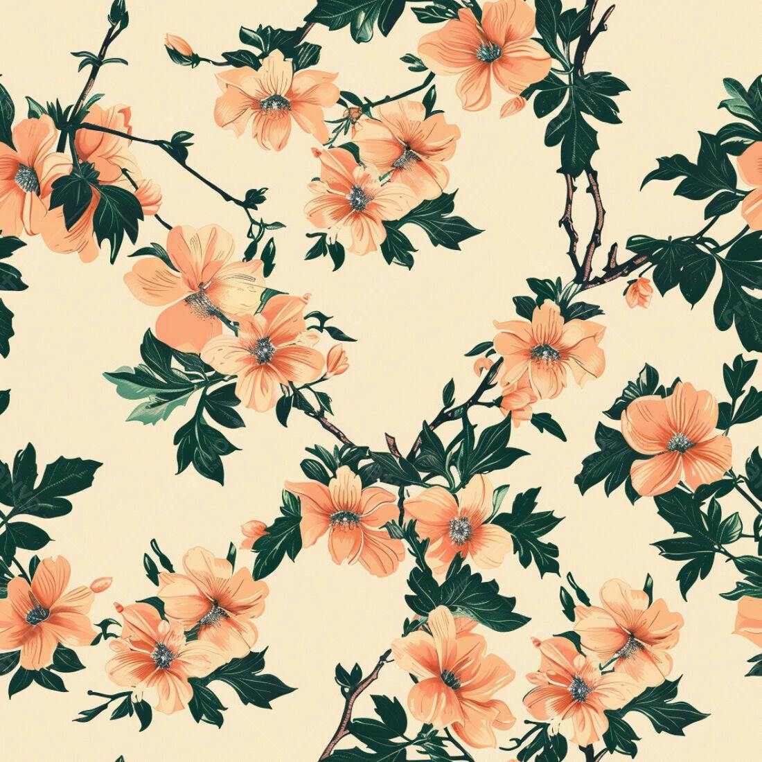 Textura Floral pêssego para papel de parede