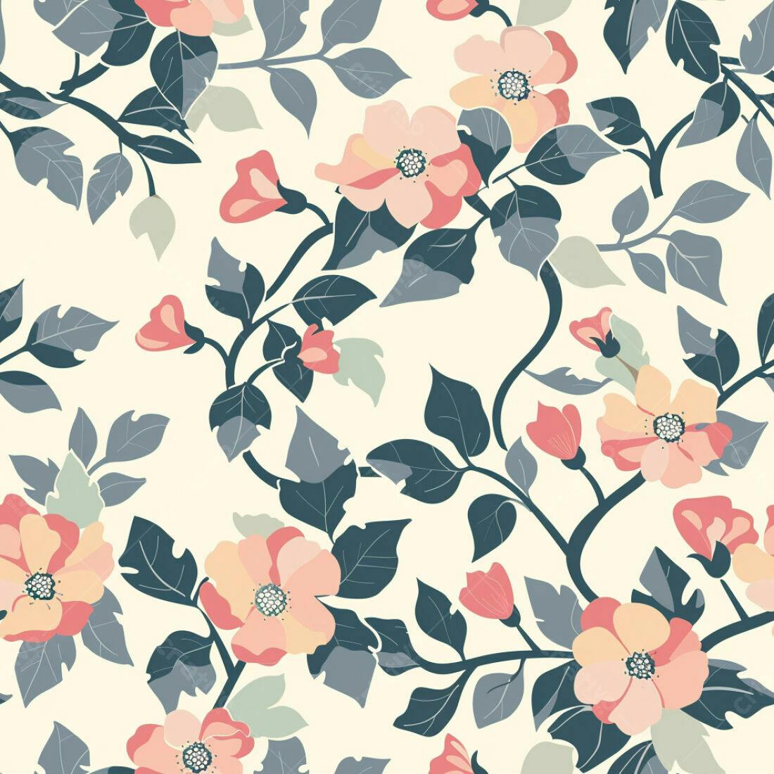 Textura Floral Romântica para Papel de Parede