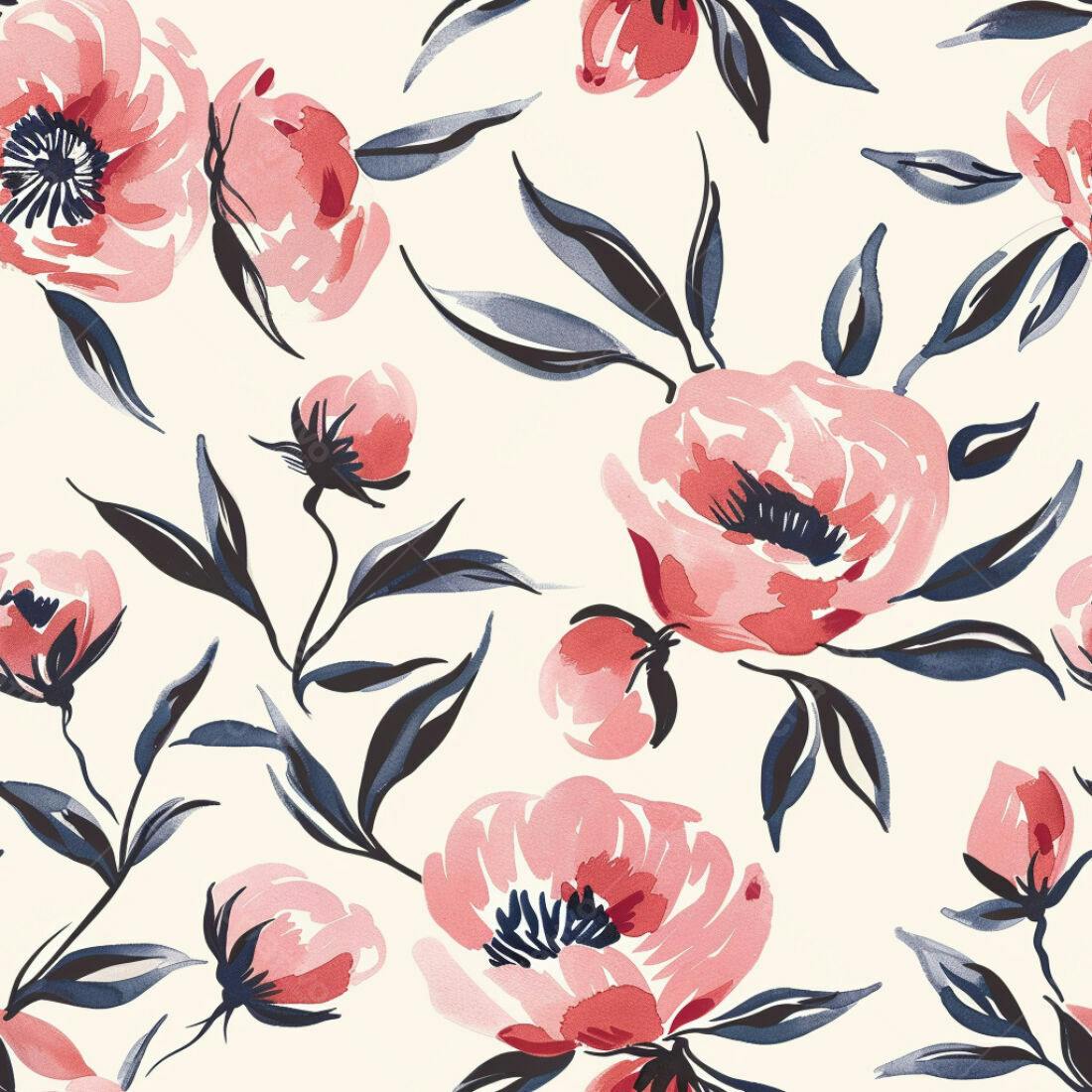 Textura floral rosa e azul para papel de parede