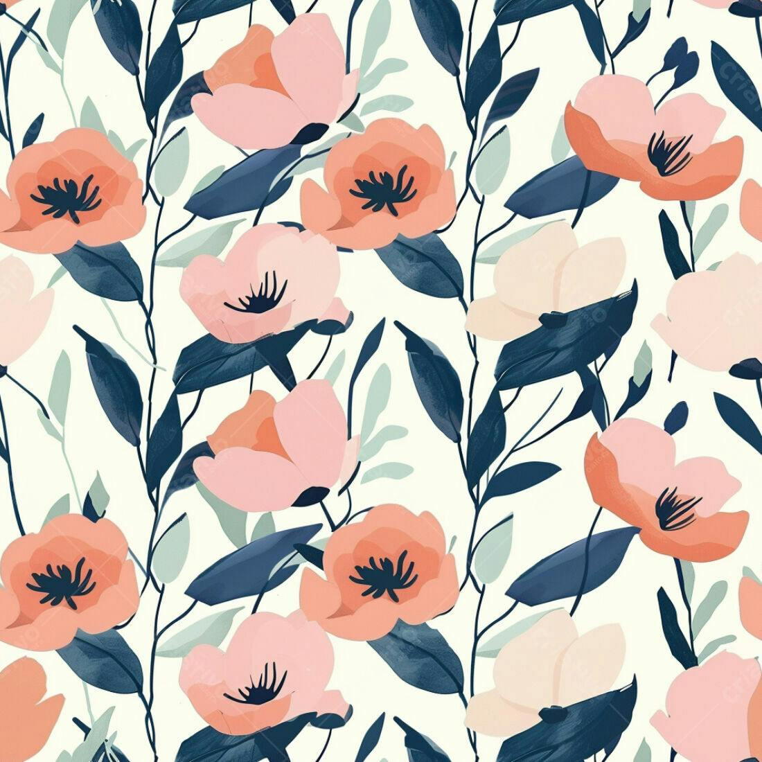 Textura Floral Romântica para Papel de Parede