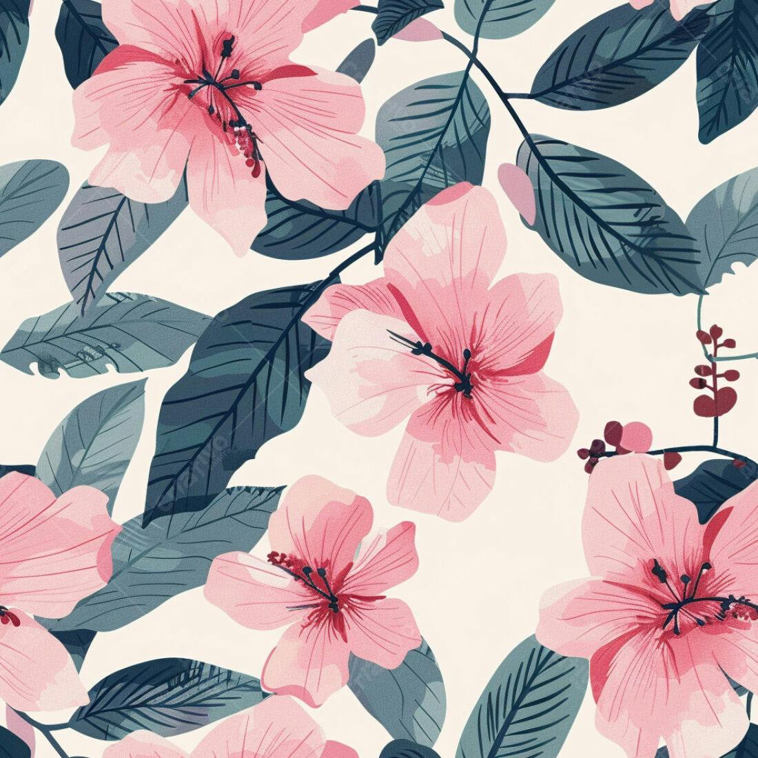 Textura floral rosa e verde para papel de parede