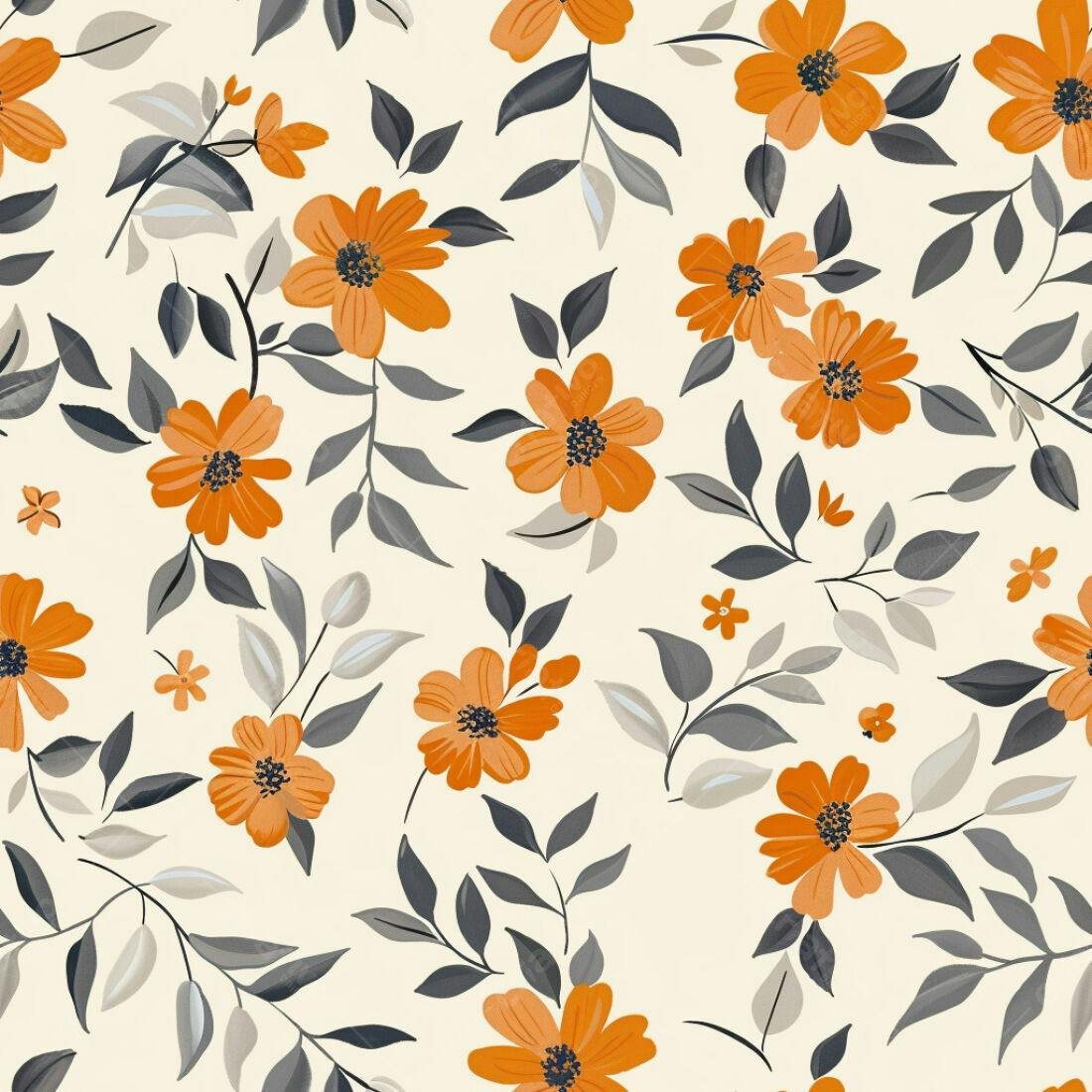 Textura floral laranja e cinza para fundo