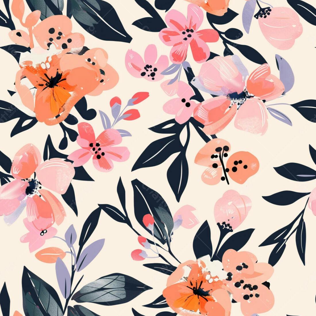 Textura floral pêssego e rosa para fundo