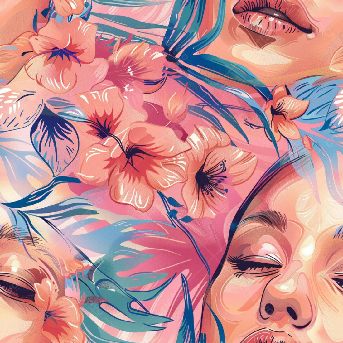 Textura Floral Tropical para Fundo