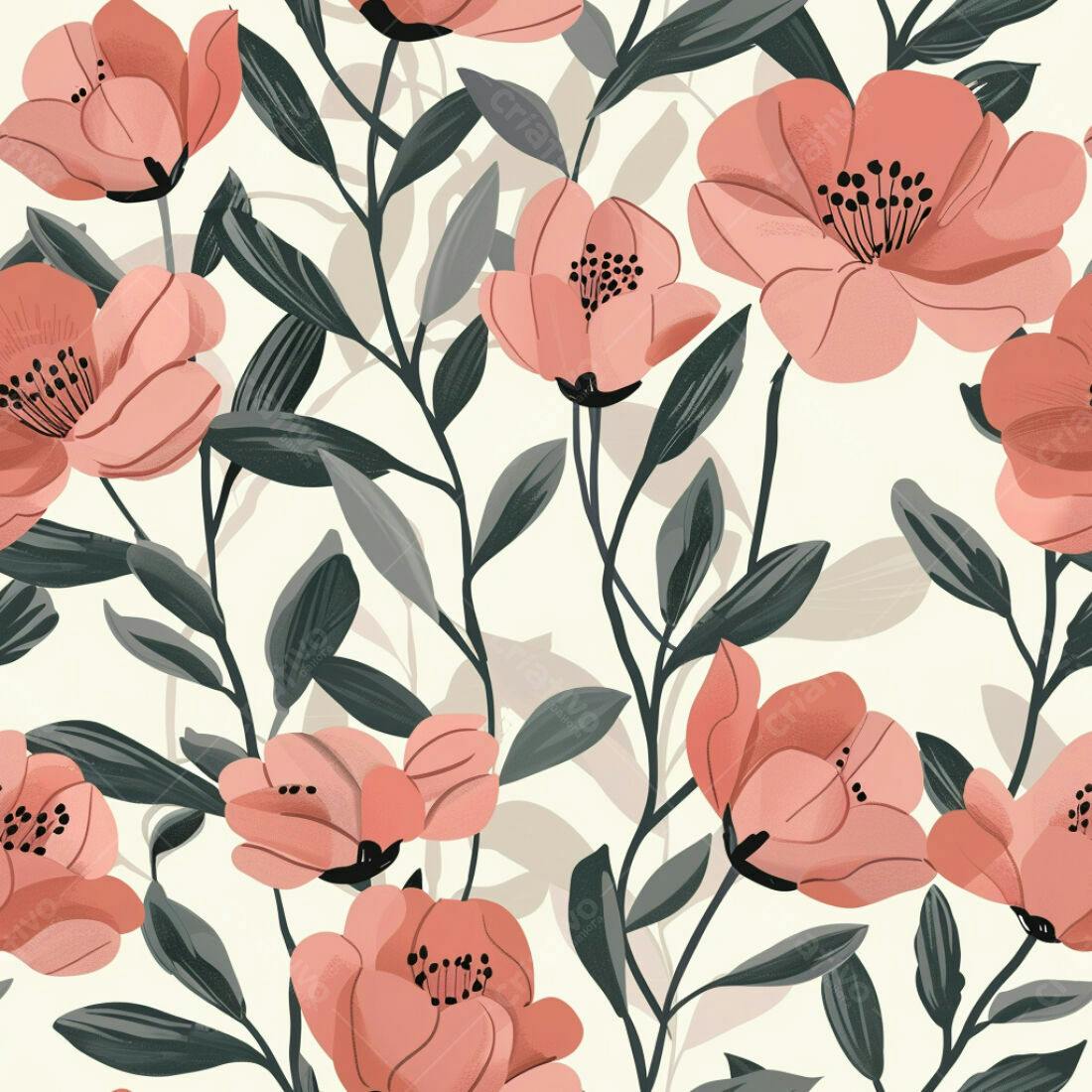 Textura floral rosa e verde para papel de parede