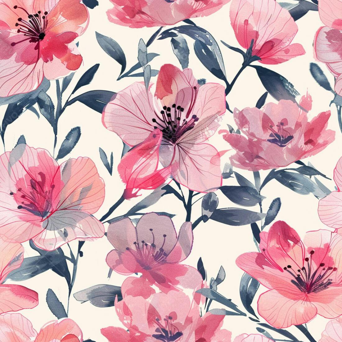 Textura floral aquarela rosa para papel de parede
