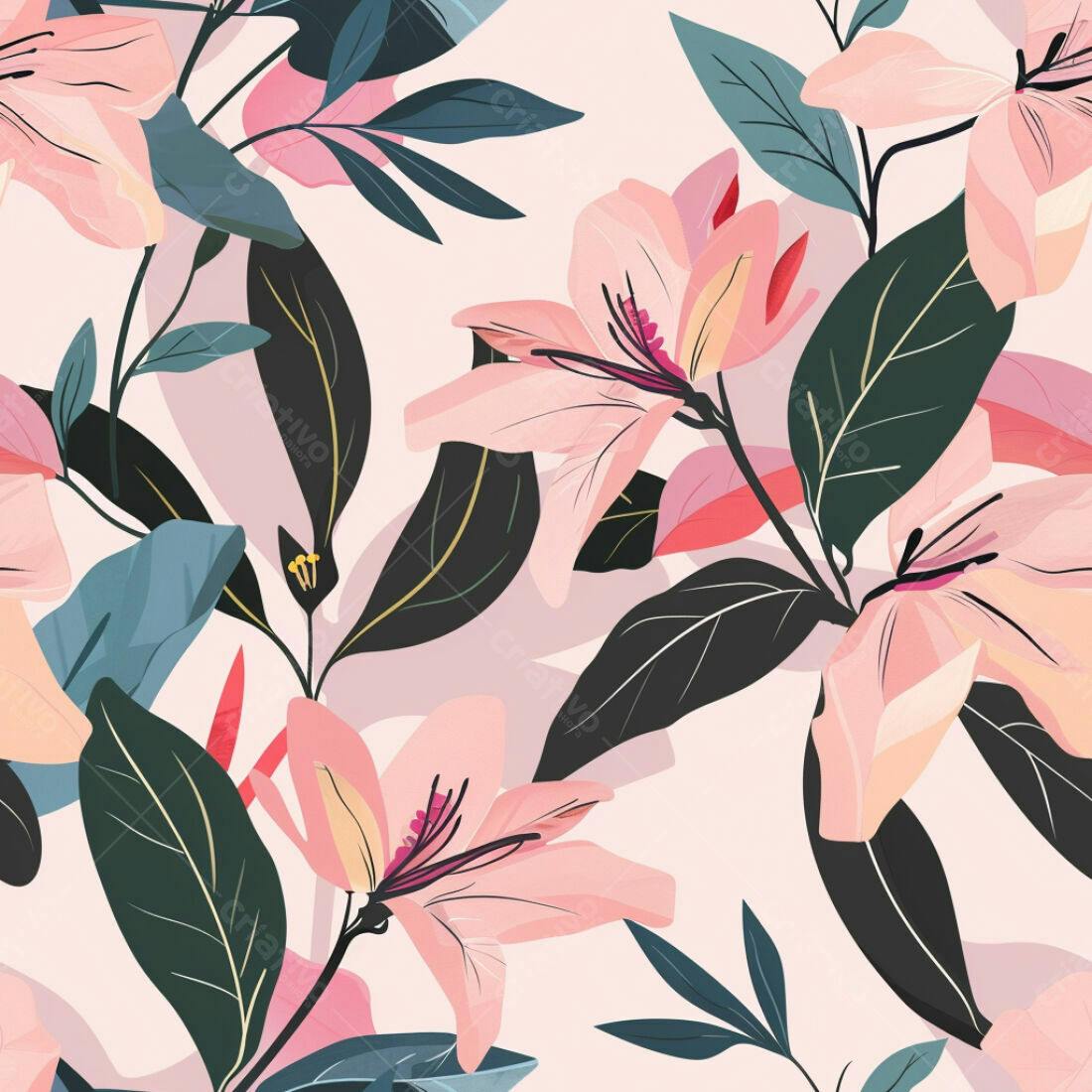 Textura floral rosa e verde para papel de parede