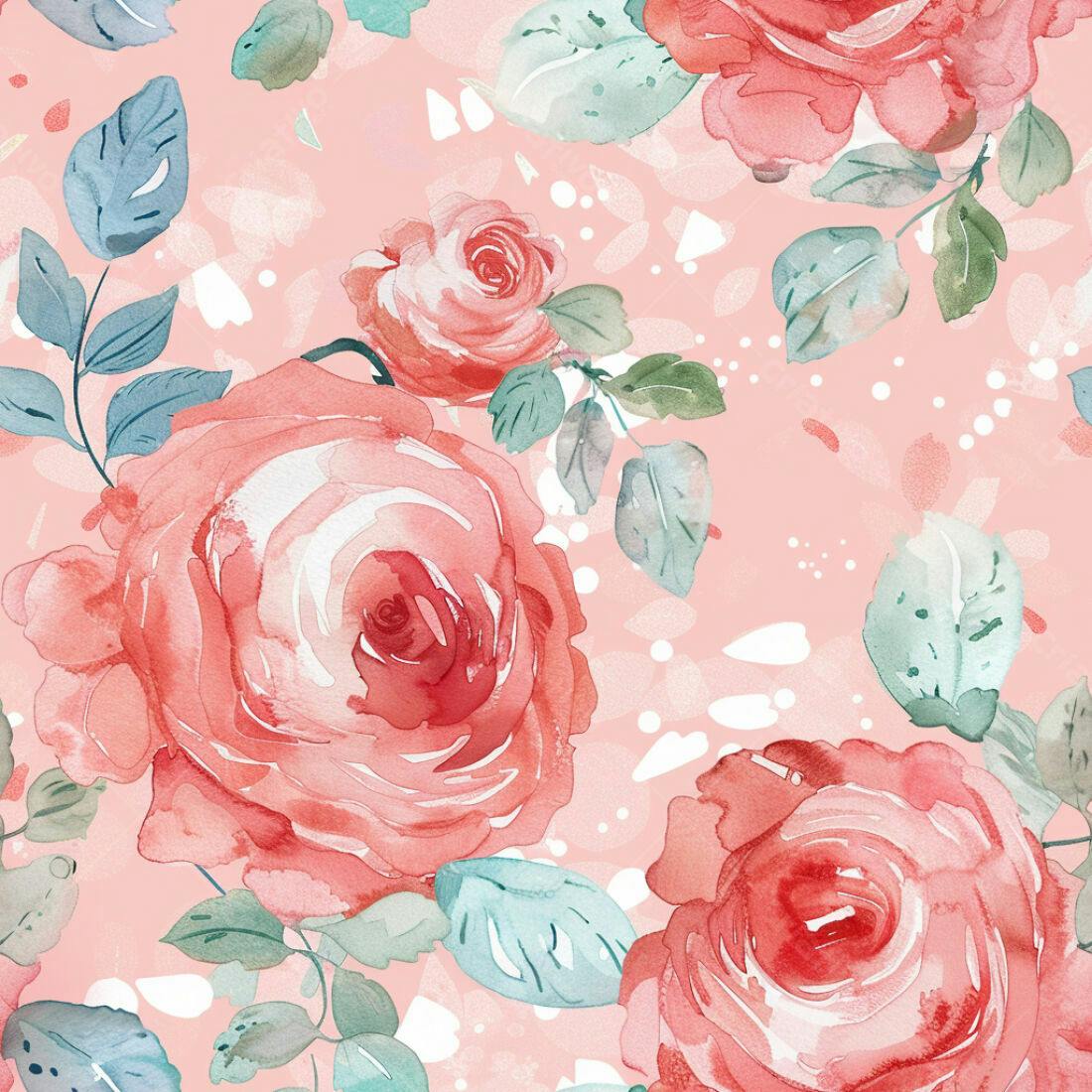 Textura Floral Rosas para Papel de Parede