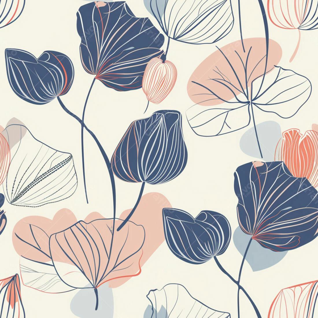 Textura floral azul e rosa para papel de parede