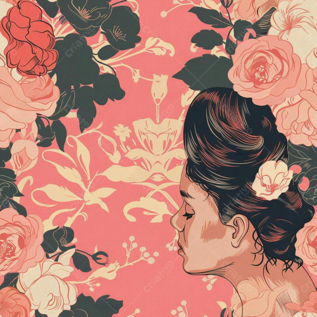 Textura Floral Rosa e Bege para Fundo