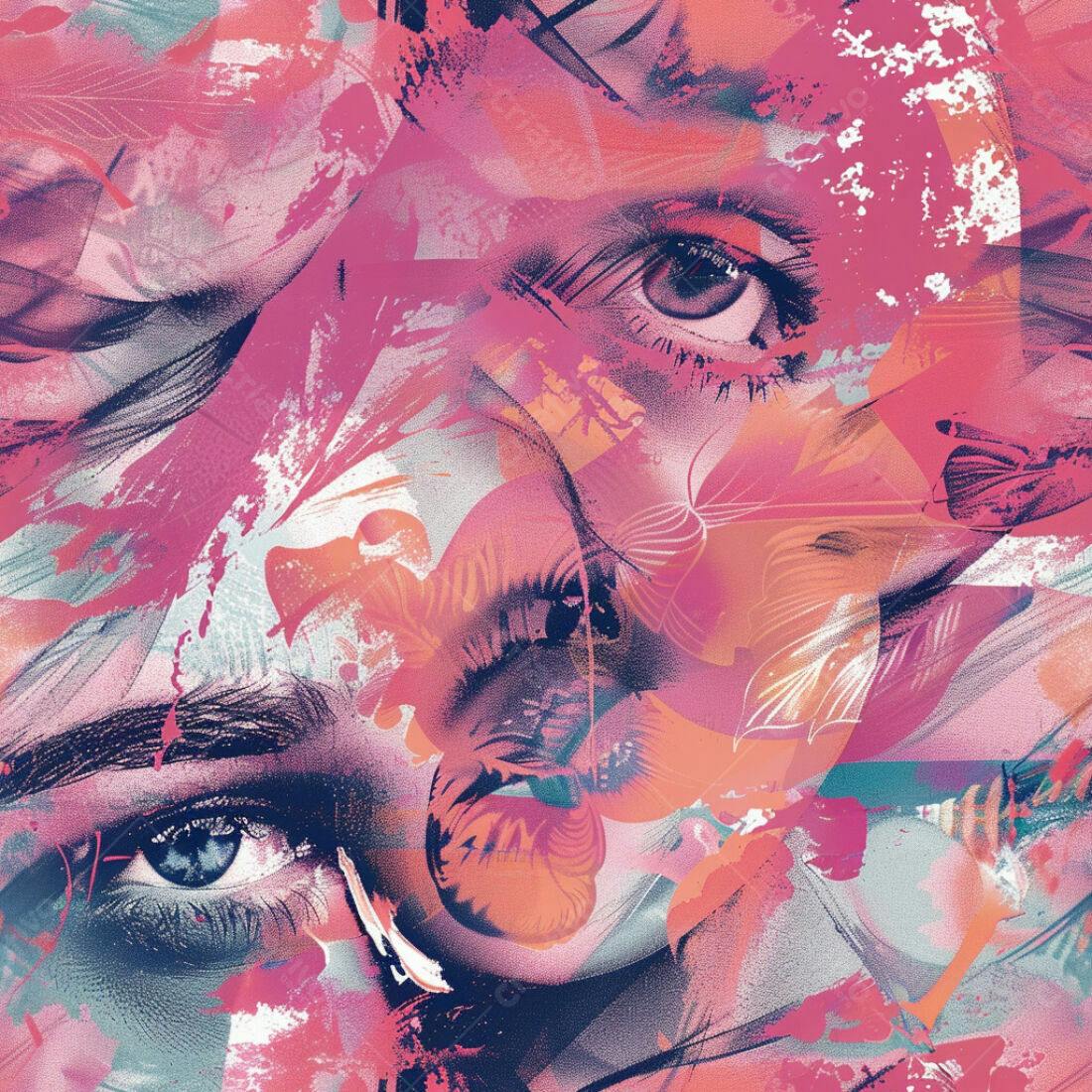 Textura Abstrata Olhos e Flores para Fundo