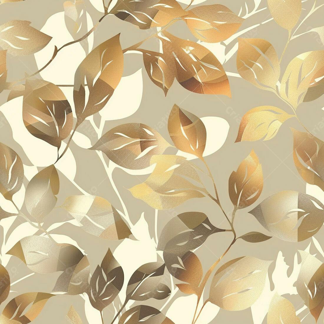 Textura Folhas Douradas para Papel de Parede