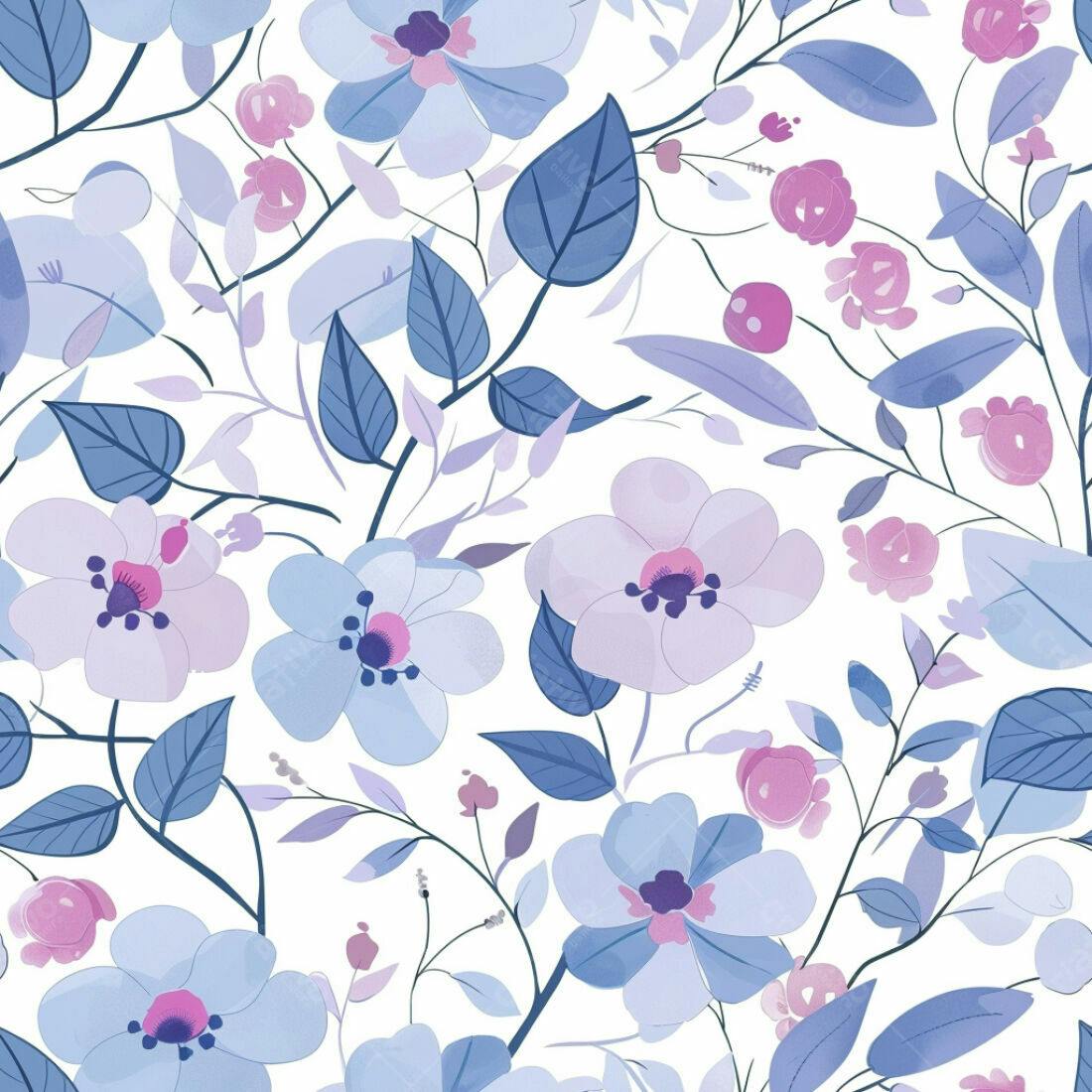 Textura Floral Lilás e Azul para Fundo