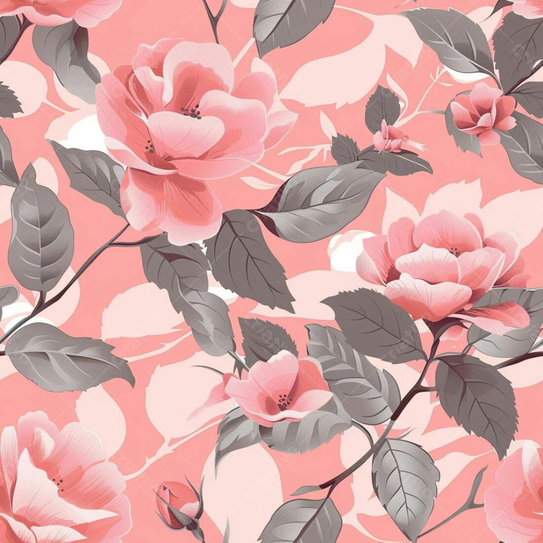 Textura floral rosa e cinza para papel de parede