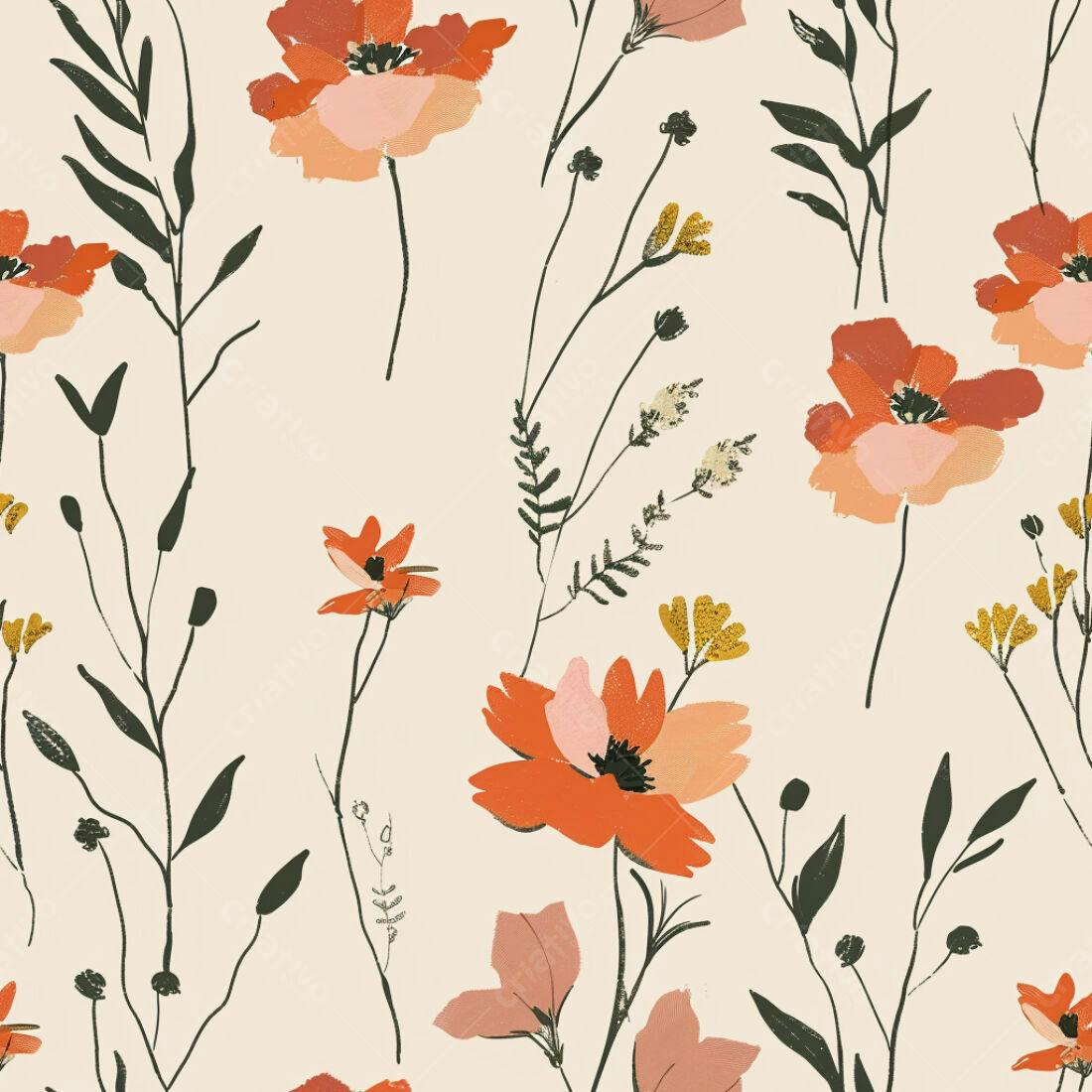 Textura floral boho para papel de parede