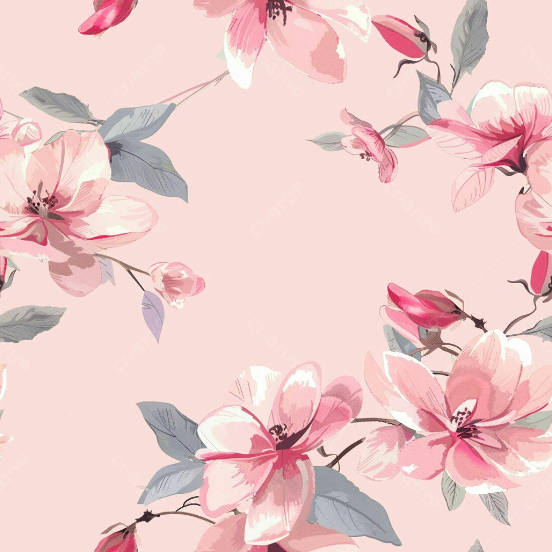 Textura Floral Rosas e Bege para Fundo