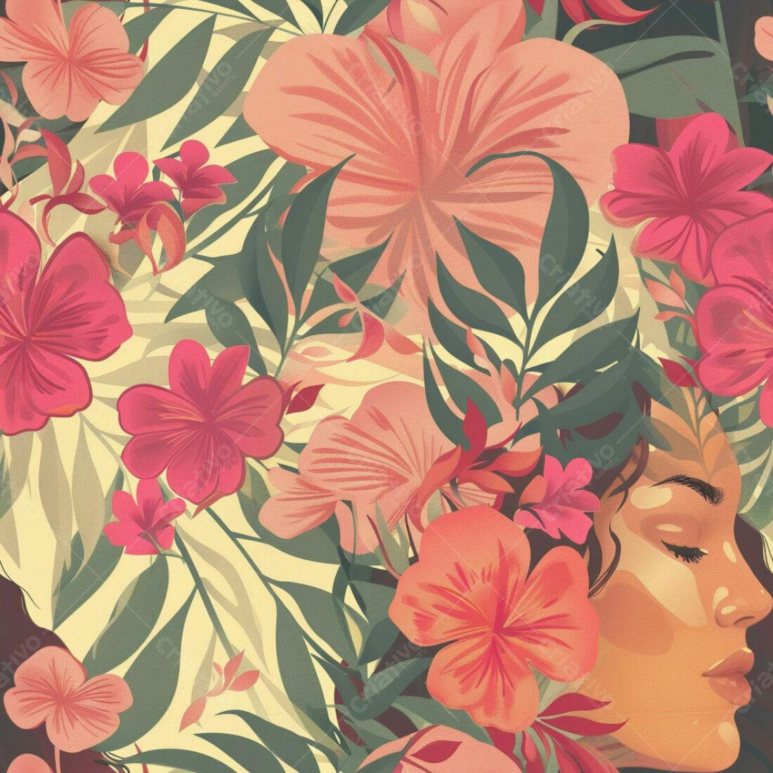 Textura Floral Tropical para Fundo