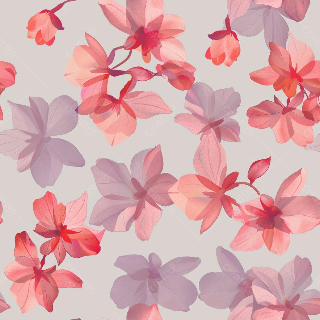 Textura floral delicada rosa e lilás para papel de parede