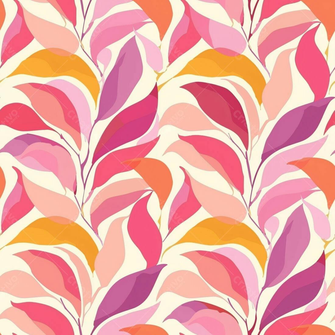 Textura Folhas Rosa e Laranja para Fundo
