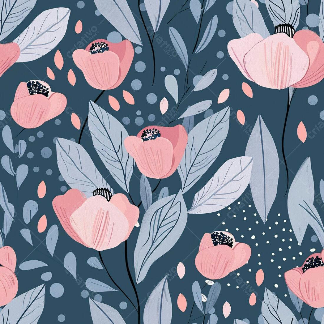 Textura Floral Rosa e Azul para Fundo