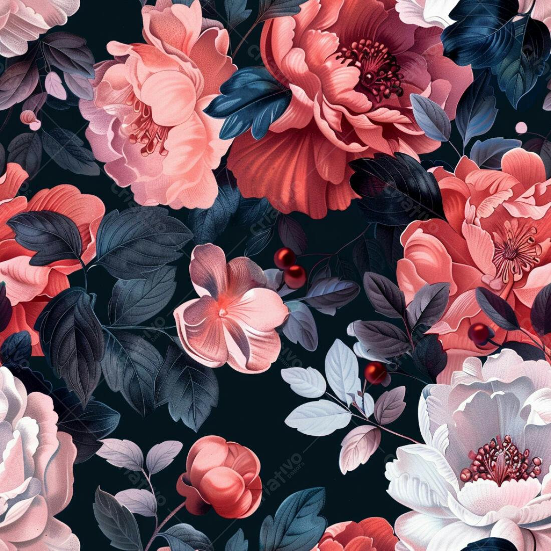 Textura floral romântica escura para papel de parede