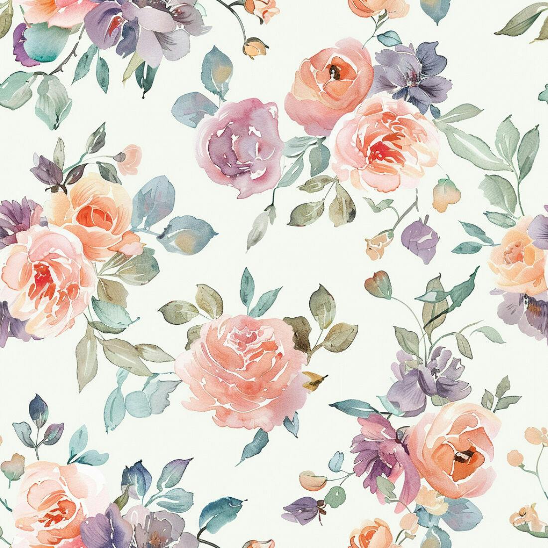 Textura floral aquarela romântica para papel de parede