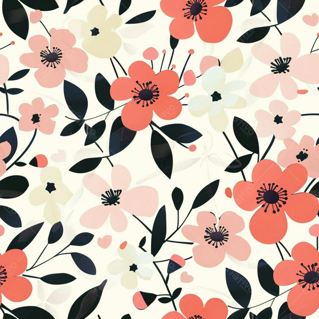 Textura Floral Romântica para Papel de Parede