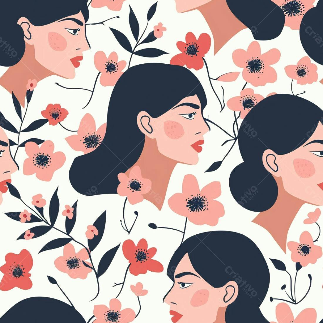 Textura Floral Feminina para Fundo