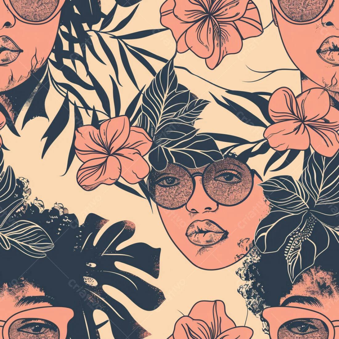 Textura Floral Tropical para Papel de Parede