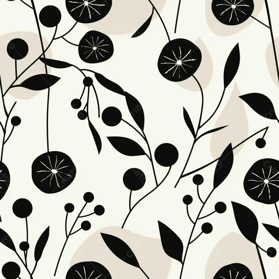 Textura Floral Preto e Bege para Fundo