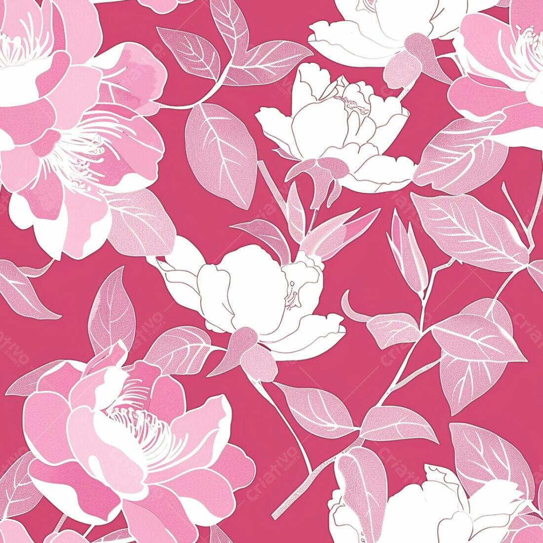 Textura Floral Rosa e Branca para Papel de Parede