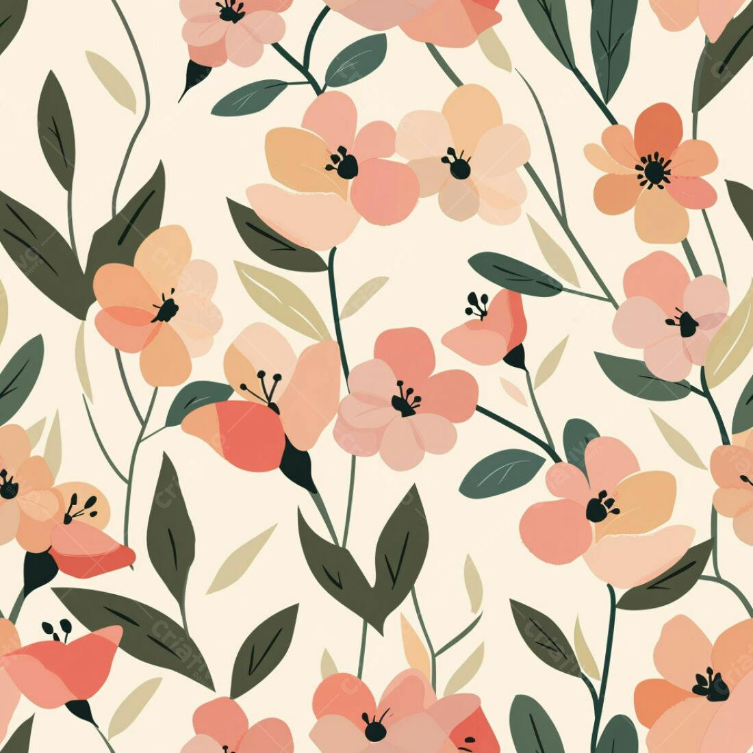 Textura Floral Romântica para Papel de Parede