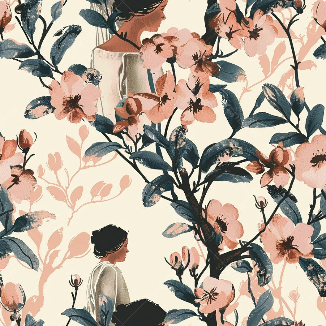 Textura Floral Romântica para Papel de Parede