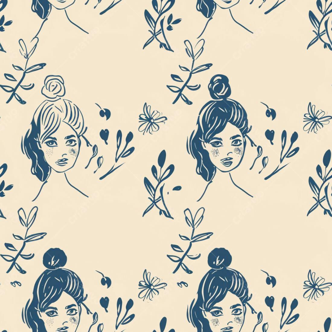 Textura Padrão Floral Azul para Fundo