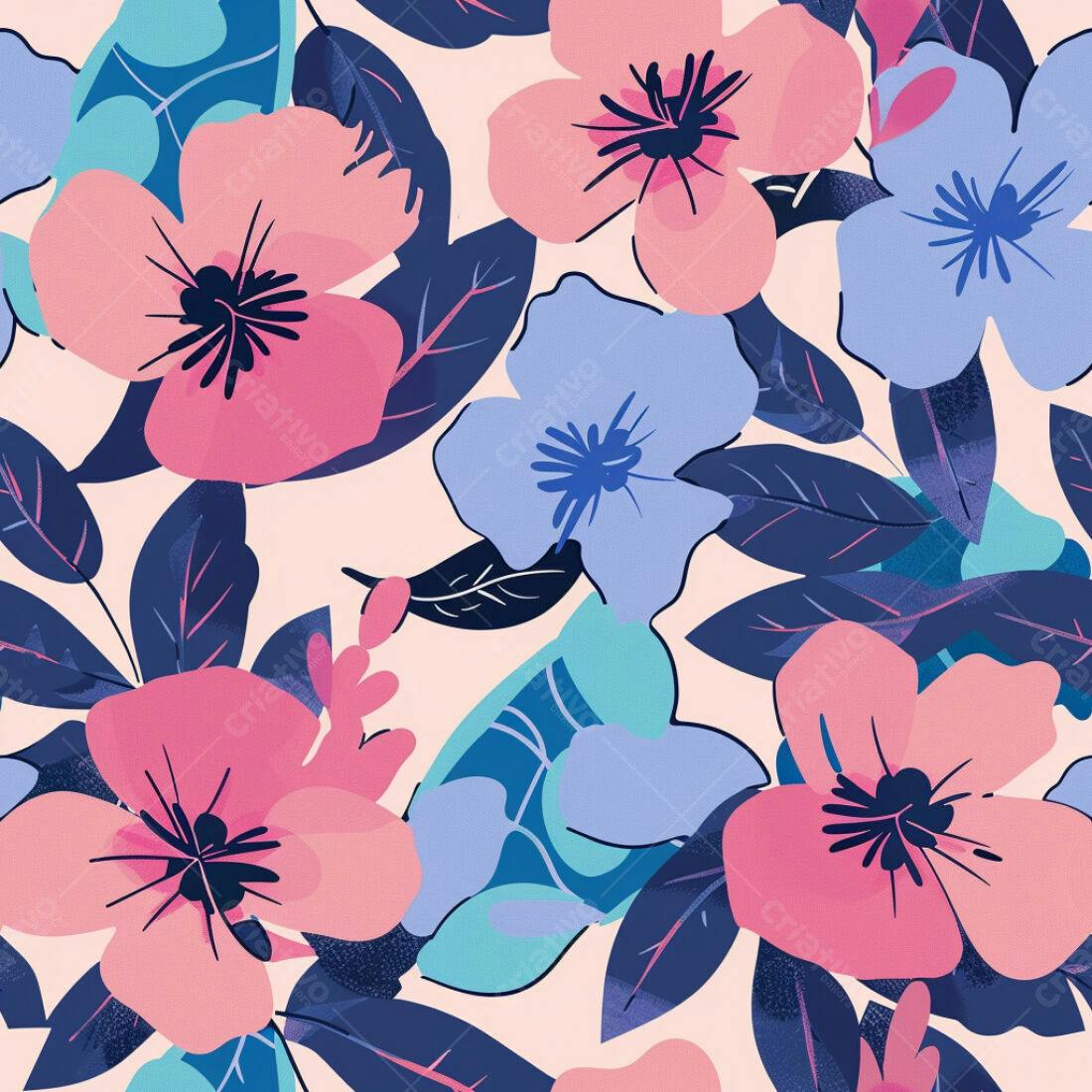 Textura floral rosa e azul para fundo